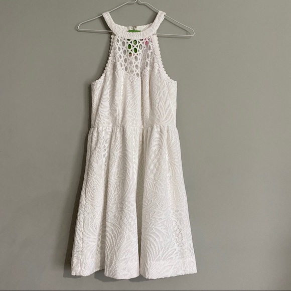 Kinley Dress in Resort White Tropical Fruit Lace - Picture 4 of 10